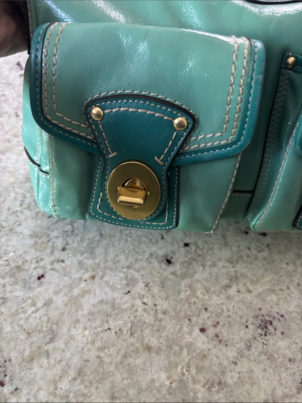 Coach Vintage Teal Leather Shoulder Bag with Front Pockets - Picture 15 of 15